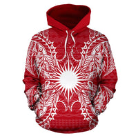 Marshall Islands Polynesian ll Over Hoodie Map Red White - Polynesian Pride