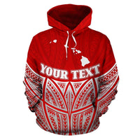 Hawaii Polynesian Custom Hoodie Red Pride Map nd Seal - Polynesian Pride