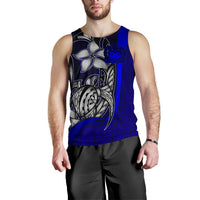 Samoa Polynesian Men's Tank Top Blue - Turtle With Hook - Polynesian Pride