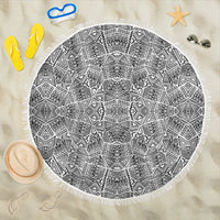 Polynesian Beach Blanket White And Black Beach Blanket 59x59 White - Polynesian Pride