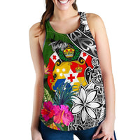 Tonga Women Racerback Tank - Turtle Plumeria Banana Leaf - Polynesian Pride