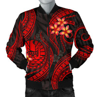Tahiti Polynesian Men Bomber Jacket - Red Plumeria - Polynesian Pride