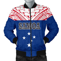 Samoa Men's Bomber Jacket - Polynesian Design Blue - Polynesian Pride