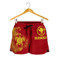 Hawaii Polynesian Women's Shorts - Vintage Polynesian Turtle (Red) - Polynesian Pride