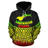 American Samoa Polynesian Hoodie Reggae Pride Map nd Seal - Polynesian Pride