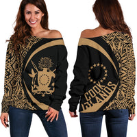 Cook Islands Women's Off Shoulder Sweater - Circle Style 06 Red - Polynesian Pride