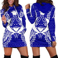 Pohnpei Polynesian Hoodie Dress Map Blue Blue - Polynesian Pride