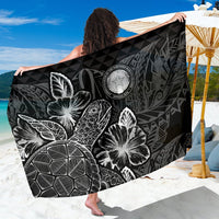 Northern Mariana Islands Sarong - Turtle Hibiscus Pattern Black Women One Size Black - Polynesian Pride