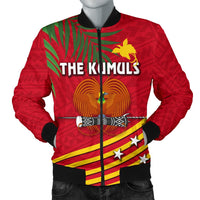 Papua New Guinea Rugby Men Bomber Jacket Coconut Leaves - The Kumuls Red - Polynesian Pride
