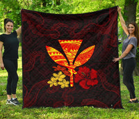 Polynesian Kanaka Maoli Flower Quilt Red - Polynesian Pride