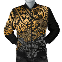 Tonga Polynesian Bomber Jacket (Men) - Gold Turtle Flowing Gold - Polynesian Pride