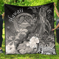 Polynesian Hawaii Premium Quilt - Humpback Whale with Tropical Flowers (White) - Polynesian Pride