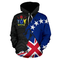 Cook Islands Pullover Hoodie Cook Islands Flag Coat of Arms Grunge Special A02 - Polynesian Pride