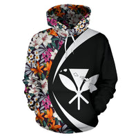 Kanaka Seamless Exotic Pattern With Tropical Leaves Flowers Hoodie Circle Style - Polynesian Pride