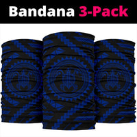 Hawaiian Turtle Map Black Blue Bandana 3 - Pack - Polynesian Pride