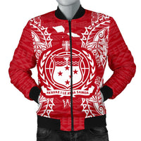 Samoa Polynesian Men's Bomber Jacket Map Red White Red - Polynesian Pride