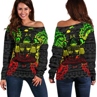 Fiji Polynesian Shoulder Sweater Map Reggae Art - Polynesian Pride