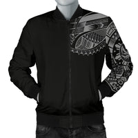 Polynesian Chest Tattoo Men's Bomber Jacket Gray Black - Polynesian Pride