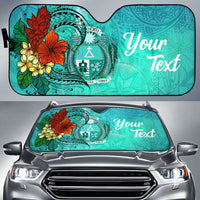 Nauru Auto Sun Shade - Tropical Flowers Style Auto Sun Shade - Nauru Universal Fit Green - Polynesian Pride