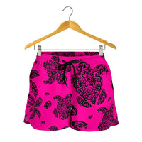 Polynesian Turtle Palm And Sea Pebbles Pink Women's Short - Polynesian Pride