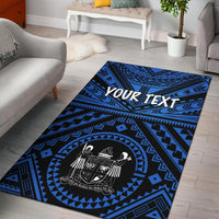 Fiji Personalised Area Rug - Fiji Seal With Polynesian Tattoo Style ( Blue) - Polynesian Pride