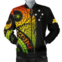 Papua New Guinea Men's Bomber Jacket - PNG Bird And Polynesian Decorative Pattern Reggae - Polynesian Pride