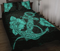 Anchor Poly Tribal Quilt Bed Set Turquoise - Polynesian Pride