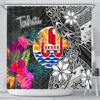 Tahiti Shower Curtain - Turtle Floral 177 x 172 (cm) BLACK - Polynesian Pride