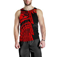 Polynesian Guinea Men's Tank Top - Moana Maui Tattoo With Coat Of Arm Guinea Red - Polynesian Pride