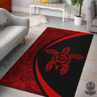 Hawaii Turtle Polynesian Area Rug Circle Style Red Red - Polynesian Pride