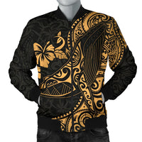 Polynesian Hawaii Men's Bomber Jacket - Polynesian Golden Humpback Whale Golden - Polynesian Pride