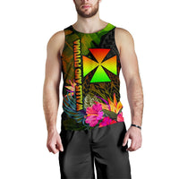 Wallis and Futuna Polynesian Men's Tank Top - Hibiscus and Banana Leaves - Polynesian Pride