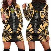 Tuvalu Hoodie Dress - Polynesian Tattoo Gold Gold - Polynesian Pride