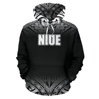Niue All Over Hoodie Fog Black Style - Polynesian Pride