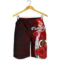 Vanuatu Polynesian Men's Shorts - Coat Of Arm With Hibiscus - Polynesian Pride