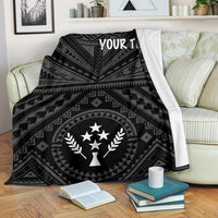 Kosrae Personalised Premium Blanket - Kosrae Flag In Polynesian Tattoo Style (Black) - Polynesian Pride
