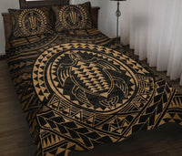Hawaiian Kakau Honu Arc Gold Polynesian Quilt Bed Set - Polynesian Pride