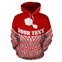 Tahiti Polynesian Custom Hoodie Red Pride Map nd Seal - Polynesian Pride