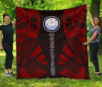 Marshall Islands Premium Quilt - Marshall Islands Seal Polynesian Red Tattoo Red - Polynesian Pride