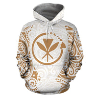 Hawaii Hoodie Kanaka Maoli Polynesian Tattoo White Gold - Polynesian Pride