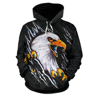 American Samoa All Over Hoodie Eagle Black - Polynesian Pride