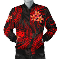 Samoa Polynesian Men Bomber Jacket - Red Plumeria - Polynesian Pride