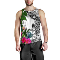 Nauru Custom Personalised Men's Tank Top White - Turtle Plumeria Banana Leaf - Polynesian Pride