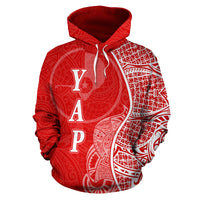 Yap Polynesian Hoodie Coconut Tree Red nd White - Polynesian Pride