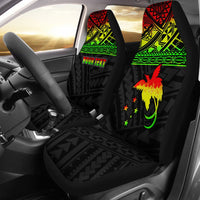 Papua New Guinea Custom Personalised Car Seat Covers - Papua New Guinea Reggae Flag Polynesian Tattoo Universal Fit Reggae - Polynesian Pride
