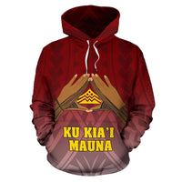 Hawaii Mauna Kea All Over Custom Hoodie Hand Sign Symbol - Polynesian Pride