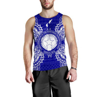Northern Mariana Islands Polynesian Men Tank Top Map Blue Blue - Polynesian Pride