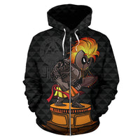 Custom Hawaii Kakau Fighter Kanaka Warrior Hoodie (Zip) - Polynesian Pride