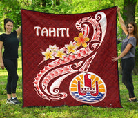 Tahiti Premium Quilt - Tahiti Seal Polynesian Patterns Plumeria - Polynesian Pride