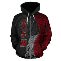 Federated States of Micronesian Polynesian Zip up Hoodie Coconut Tree Red - Polynesian Pride